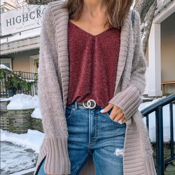 Express Sweaters - Express fuzzy hooded cardigan